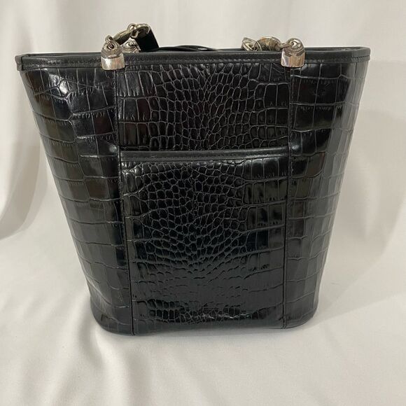 Authentic Brighton Leather Moc Croc Bucket Bag - Picture 2 of 15